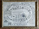 a framed picture of a family tree on a wooden floor