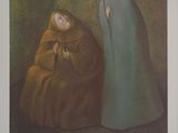 une image représentant un tableau où l'on voit une femme assise à côté d'un homme vêtu d'une robe bleue