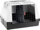 an image of a dog carrier with a door open on a white background