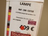 a sign with a price tag on it that says lampe