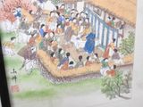 a picture of a group of people gathered outside a house