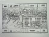 an old map of a city with a lot of buildings on it