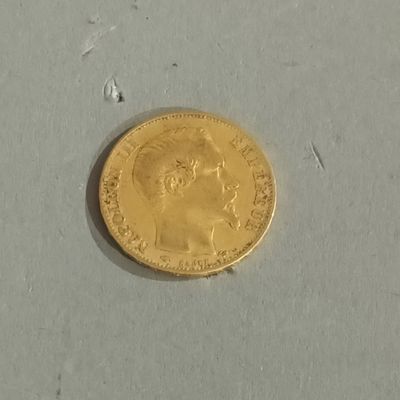 Pièce de 20 francs or jaune, Napoléon III tête nue, 1858,