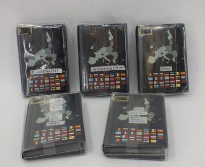 four dvd cases with a map of the world on them
