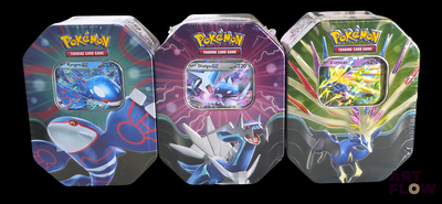 three different types of pokemon cards in the box