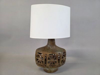 Agnès ESCALA, attribué à Lampe à poser en céramique émaillée…