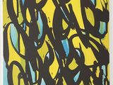 une image représentant un tableau où l'on voit un groupe de personnes sur un fond jaune et bleu