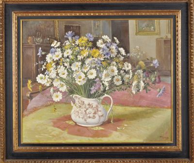 Honoré CAMOS (1906-1991) : Bouquet de marguerites et fleurs … - Photo 1