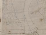 an old drawing of a woman in a white dress holding a umbrella