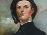 portrait d'un homme en uniforme militaire, une pipe à la bouche