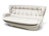 une photo d'un canapé-futon en cuir blanc