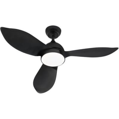 un ventilateur de plafond noir muni d'une lampe