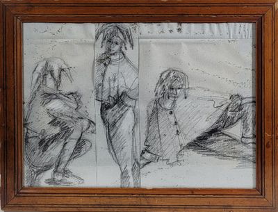 an image of a drawing of a group of people sitting on a bench