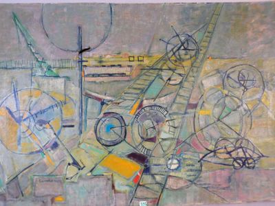 painting of a painting of various shapes and sizes on a wall