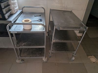 deux chariots métalliques placés l'un à côté de l'autre