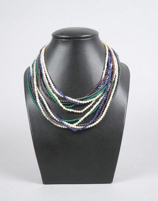 multi - strand beaded necklace with multicolored glass beads