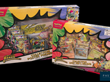 two boxes of pokemon toys on a black background