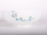 bowl with blue and green flowers on a white background