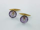 pair of amethorate and pearl cufflinks
