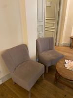 Paire de chauffeuses, la garniture de cotonnade beige, les p…