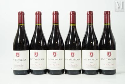 six bouteilles de vin rouge alignées sur une surface blanche