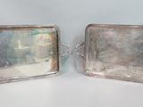 pair of silver plated trays with handles and handles
