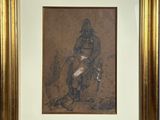 tableau représentant un homme à cheval, dans un cadre doré