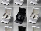 several different shots of a watch in a box on a table