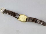 an image of a wrist watch with a brown alligator skin band