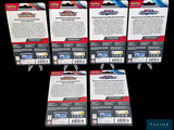 four packs of nintendo wii game cards on a black background