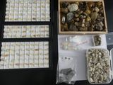 a box of rocks and a tray of rocks on a table