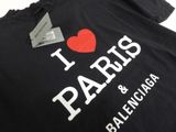 black t - shirt with i love paris and balenciaa on it