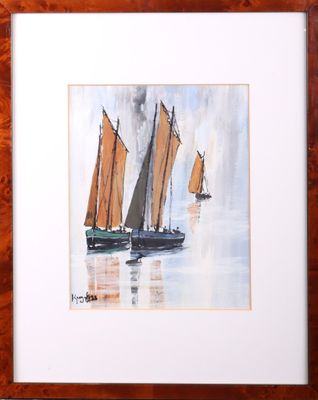 three boats that are floating in the water