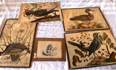 4 Pièces d’encadrement Représentant des volatiles et un lapi… - Photo 1