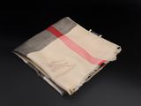 the burbery check cashmere scarf in beige and red