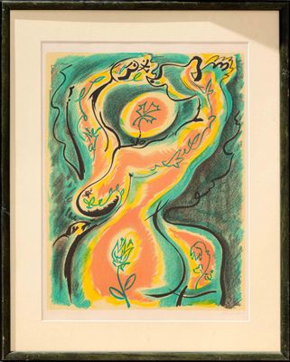 une image représentant un tableau où l'on voit une femme tenant un oiseau