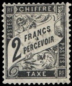 a black and white photo of a stamp with the words france 2 percevoir