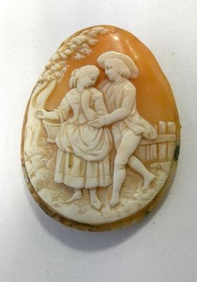 an image of a picture of a woman and a man in a garden
