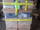 many boxes stacked on top of each other on a pallet
