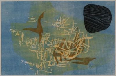 an image of a picture of a painting of a boat in the water
