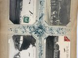 four old photos of a train on a train track