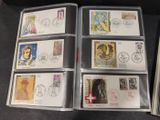 a lot of stamps in a folder on the table