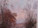 a picture of a painting of a country road