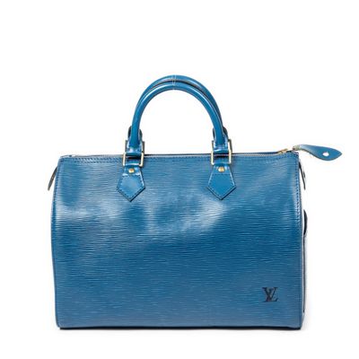 louis vuitton blue epi leather speedy bag