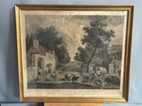 un tableau représentant une scène de village avec une calèche