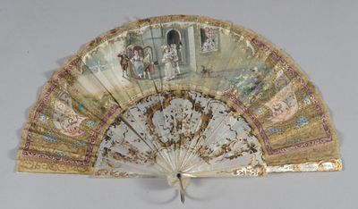 a fan that has a painting on it on it