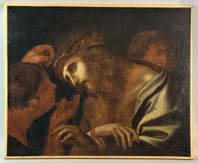 un tableau représentant un homme portant une couronne d'épines sur la tête