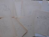 many drawings of a woman on a sheet of paper