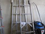 a ladder that is leaning against a wall in a room