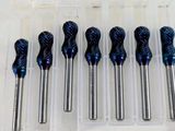 six different types of drill bits in a plastic case